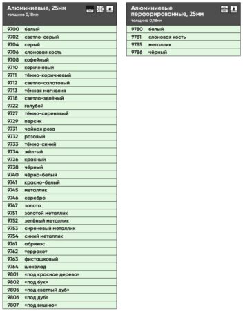 Алюминиевые ламели 25 мм для межрамных жалюзи